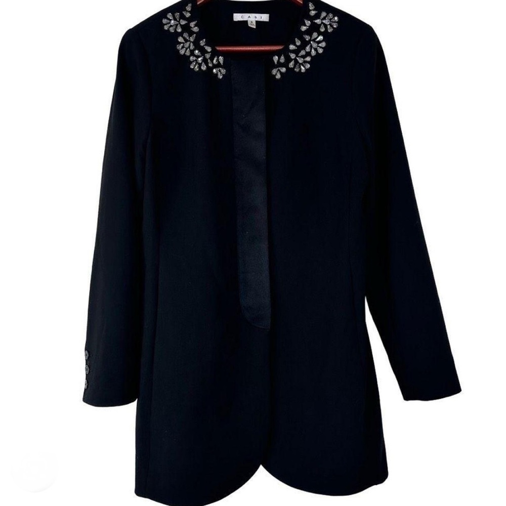 CAbi Black Symphony Coat with Embellished Collar